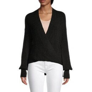 Max studio black ribbed faux wrap sweater super soft! Women's size XL  v-neck